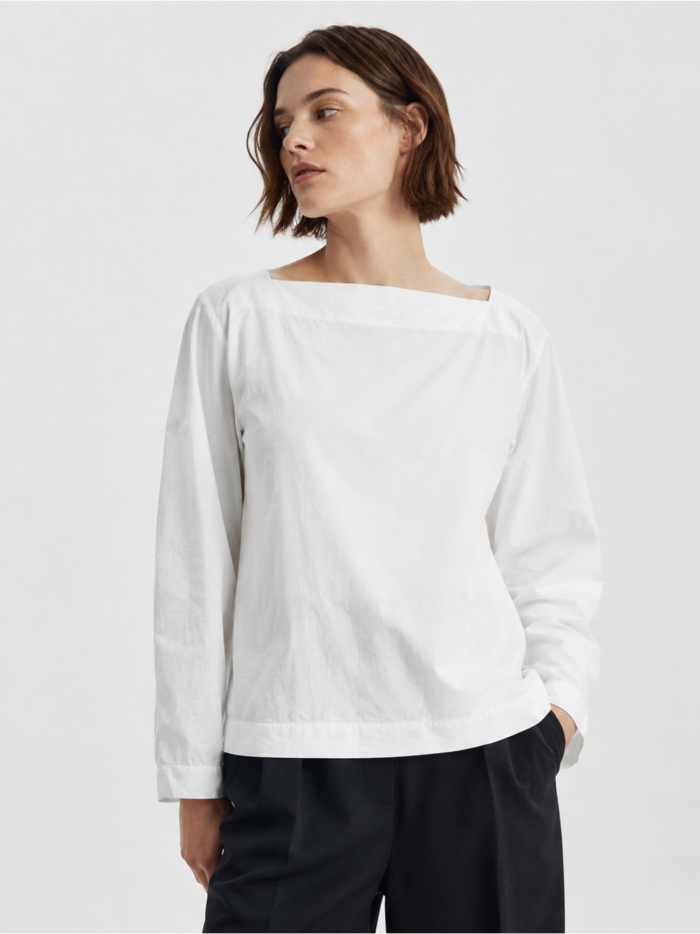 Cos White Boat Neck Top